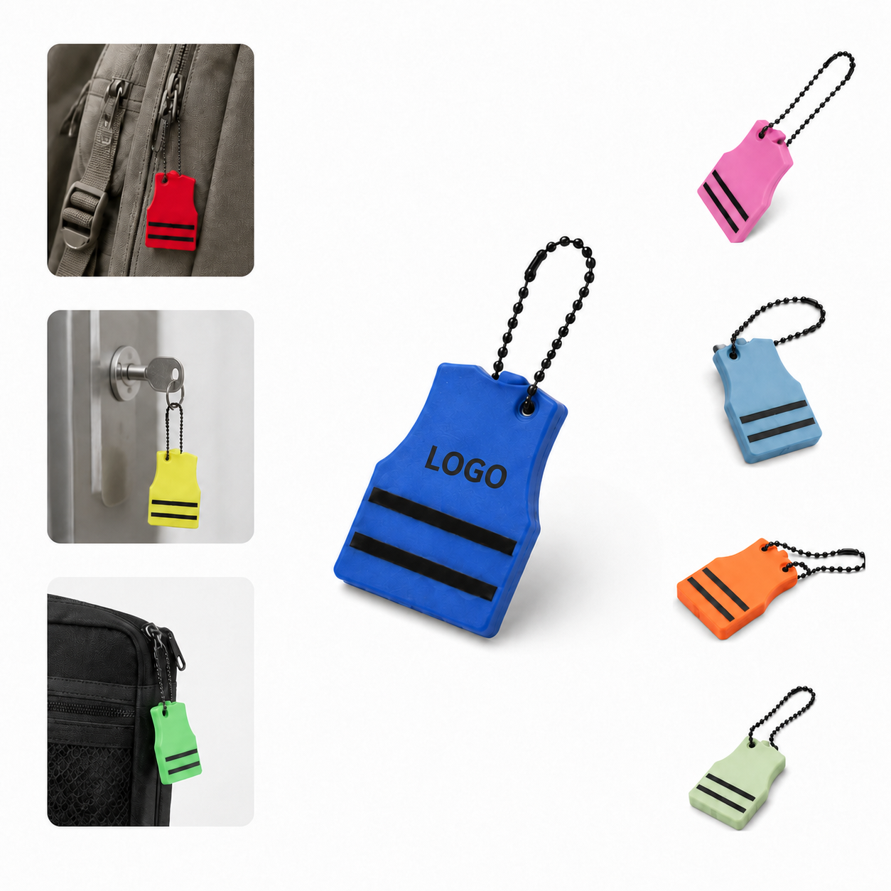 Reflective Safety Vest PVC Keychain Pendant