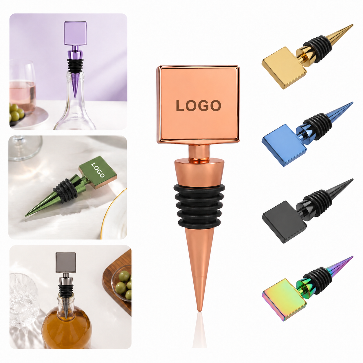 Multi-Color Metal Wine Stopper Set