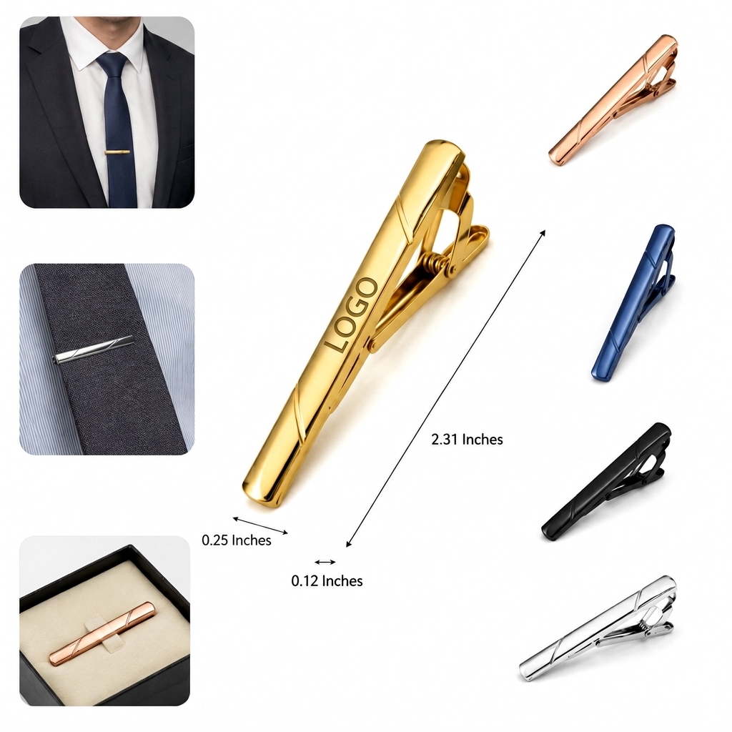 Polished Metal Tie Bar Clip