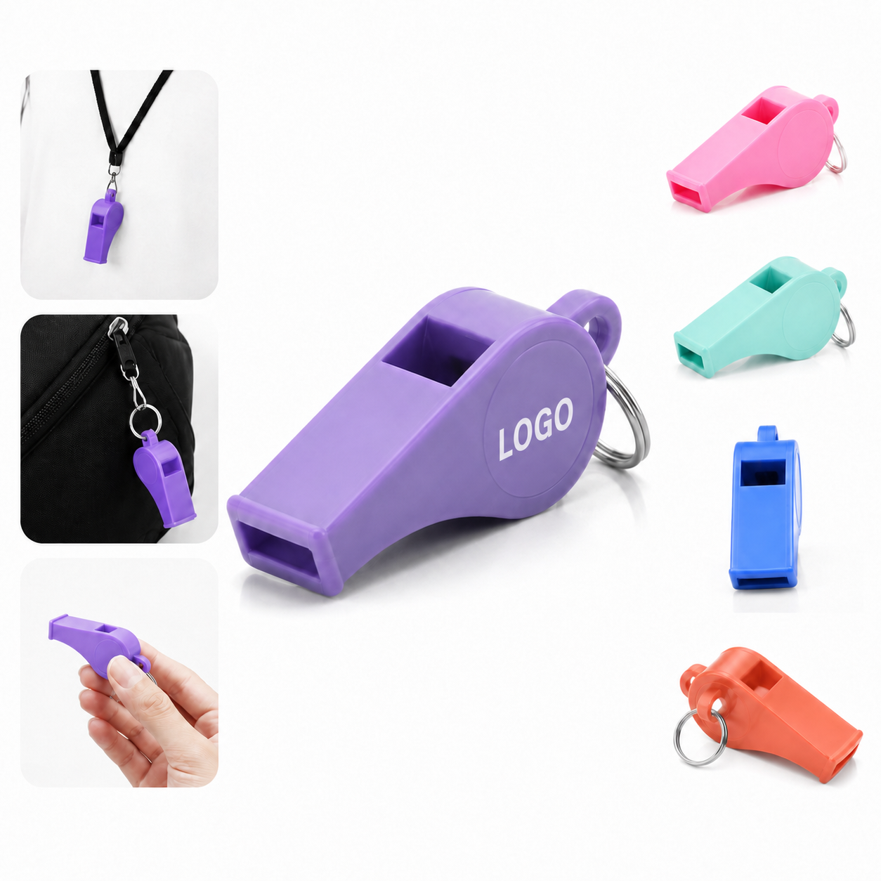 High-Visibility Plastic Whistle with Adjustable Lanyard