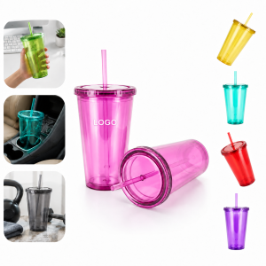 16 oz Clear Double Wall Acrylic Tumbler